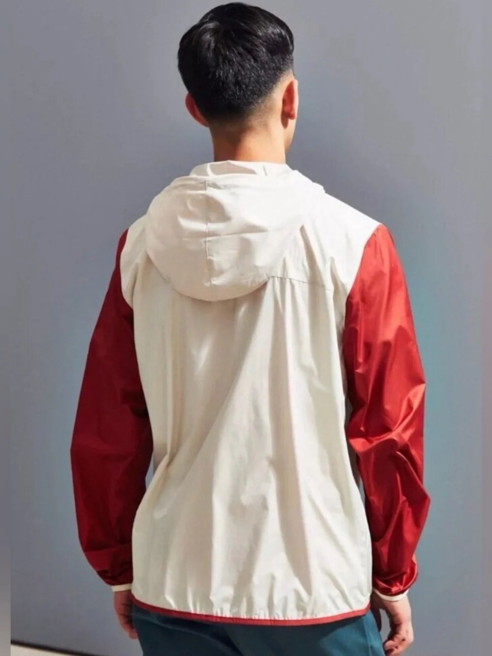The North Face Men's Fanorak Jacket Half Zip Windbreaker White Red Size Large